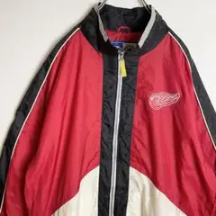 【人気Red Wings】ビッグ刺繍ロゴ古着ナイロンジャケットNHL 90s
