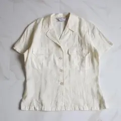 MAXMARA 白タグ リネン半袖シャツ LLサイズ アイボリー