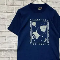 USA製90sヴィンテージTシャツ！シングルステッチ　ネイビー半袖古着S723