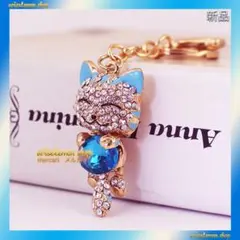 新品入荷★招き猫(小)★宝石(水色)★願いを叶える★キーホルダー★バッグチャーム