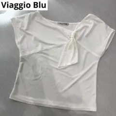 Viaggio Blu ホワイト 半袖シャツ アシンメトリー オフィス 通勤
