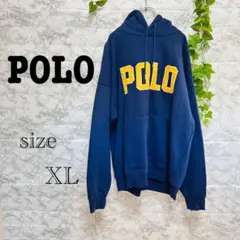 【i33】【POLO／ポロ】 ネイビー　パーカー　【XL】 大きめ