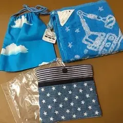 新品未使用■入園準備■コップ袋 移動ポケット タオル 男の子 通園 手作り