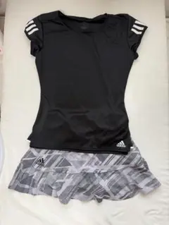 adidas テニスウェア ブラック×グレー セット