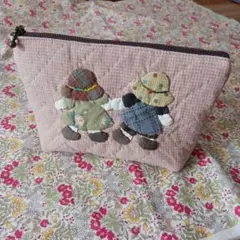 【ハンドメイド】スーちゃんとビリーくん アップリケ キルティングバッグ スーちゃんとビリーくんのアップリケバック