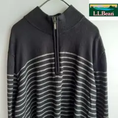エルエルビーン ハーフジップ コットン カシミアセーター ボーダー