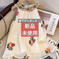 花柄刺繍ドレス ミルキー色 120センチ