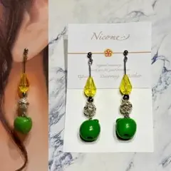 【1点限り】青りんごイヤリング ピアス シルバー