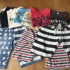 130cm 子ども服まとめ売り　半ズボンとTシャツセット　9枚