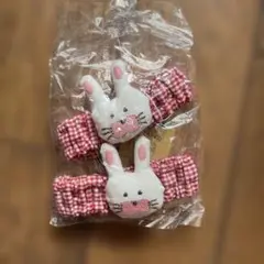 ウサギの顔 服の袖止め　ヘアゴムok