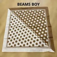 BEAMS BOYブラウン×ホワイトのドット柄ハンカチ