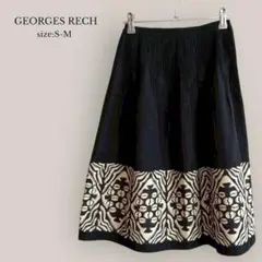 ジョルジュレッシュGEORGES RECH フレアスカート　ミディ丈　ゴム　黒