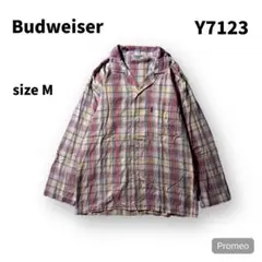 【即購入OK】Budweiser パジャマシャツ　サイズM マルチカラー
