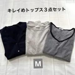 レディース半袖 キレイめトップス カーディガンTシャツ３点セット Mサイズ