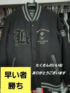 back channel メルトンウール　レザー　スタジャン　ブルゾン　ワッペン back channel メルトンウール レザー スタジャン ブルゾン ワッペン