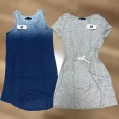 新品タグ付120Gap kidsグラデーションデニムブルーグレーワンピース2点