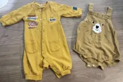 マスタードロンパース　クマカバーオールセット　80サイズ　ロンパース