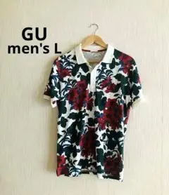 極美品◎GU ジーユー　ボタニカル 柄ポロシャツ　メンズL