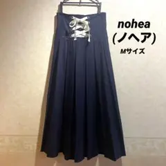 nohea レースアップ ハイウエスト コルセット風 ネイビー ロングスカート