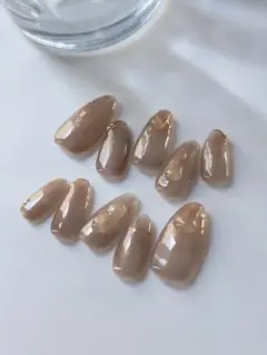 透け感ブラウンうるキラデザインネイルチップ