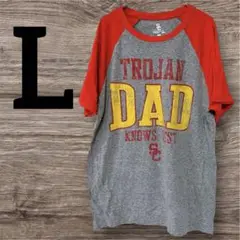 一点物✨USC TROJAN DAD Tシャツ【 L】グレー/レッド　カジュアル