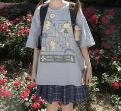 くまＴシャツ ゆめかわ 韓国 半袖 レディース カットソー　カジュアル　①