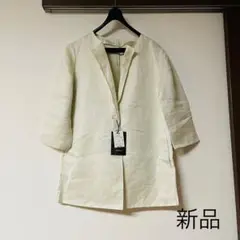 新品　ARTISAN アルチザン　ノーカラー　コート　麻　リネン　L 11号