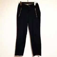 qualite黒 スリムフィットパンツ ジッパーポケット付き春