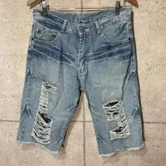 ダメージデニムショートパンツ　短パン