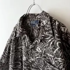ポロ ラルフローレン 半袖 シャツ L 総柄 CLAYTON オープンカラー