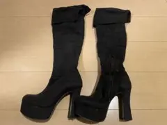 チャンキーヒールロングブーツ