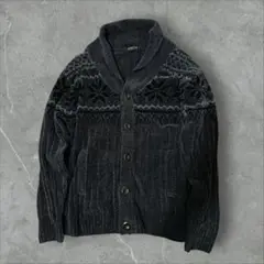 VINTAIGE CLUB グレー ノルディック柄 カーディガン LL