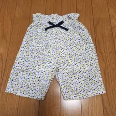 花柄　小花柄　パンツ　ギャザー　白地　イエロー　黄色　夏色　リボン　80
