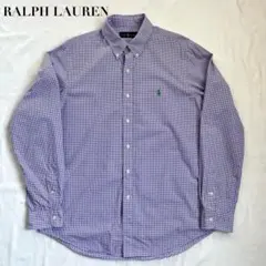 RALPH LAUREN ギンガムチェックシャツ 紫 L ラルフローレン