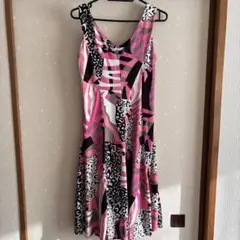OBIETTIVO MILANO ピンク幾何学模様ワンピース M