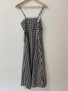 ハウンドトゥースパターン キャミソールロングワンピース