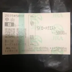 ロードクエスト　大きめハズレ馬券　単勝　2015年　ホープフルS 競馬