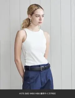 H BEAUTY&YOUTH リブアメリカンスリーブタンクトップ 白フリーサイズ