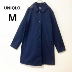 UNIQLO M ブロックテックステンカラーコート ネイビー フード付き