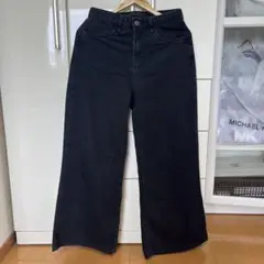 JEANSWEAR ブラック ワイドレッグ デニム 38