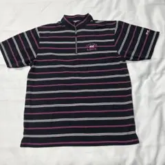 美品❗️CUTTER & BUCK ストライプ ハーフジップシャツ 《Ｌ》⑤