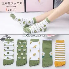五本指ソックス 5足セット 22-24cm 花柄 レディース