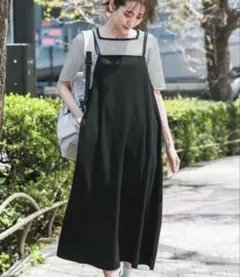 グローバルワーク スゴラクストレッチキャミワンピース　ブラック