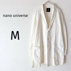ナノユニバース チェスターコート ジャケット 秋冬 リネン混 ホワイト M