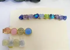 【3点セット】ハンドメイド♡うさぎ&ドライフラワー&ハートクリップ・バレッタ