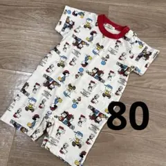 PEANUTS SNOOPY スヌーピー　半袖カバーオール　ロンパース　80