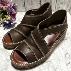 極美品❤️JSハートレーベル ベルクロサイドストラップウェッジソール サンダル