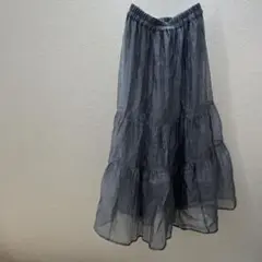 Honeys ロングスカート ティアード ブルーグレー S
