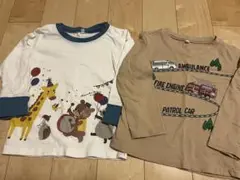 95cm 動物と車プリント Tシャツ 2枚セット