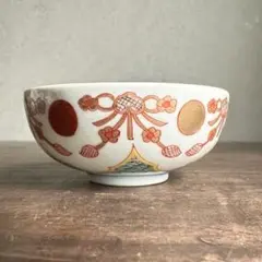 【希少】 古伊万里 色絵 赤玉 瓔珞文 端反高台付 江戸後期 くらわんか 希少】 古伊万里 色絵 赤玉 瓔珞文 端反高台付 江戸後期 くらわんか